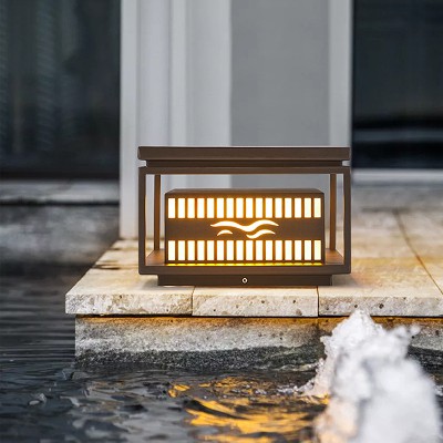 定制飛雁款戶外庭院燈不銹鋼新中式特色LED柱頭燈門(mén)頭裝飾燈