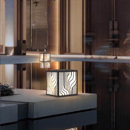 LED草坪燈現代中式簡約條紋方形柱頭燈小區商業街防水廠家批發