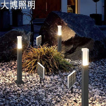 戶外LED太陽(yáng)能草坪燈公園草地照明亮化現(xiàn)代特色小方柱草坪燈批發(fā)