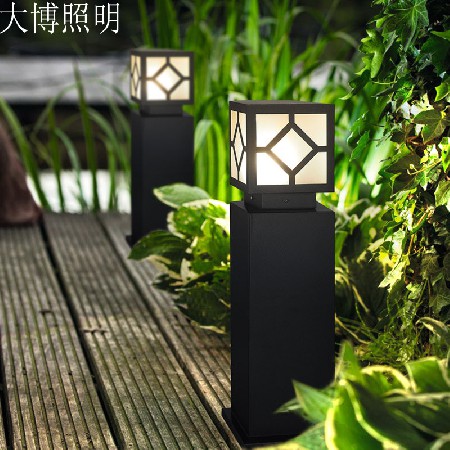 新中式庭院柱頭燈方形花紋圍欄批發不銹鋼柱頭燈廠家戶外草坪燈